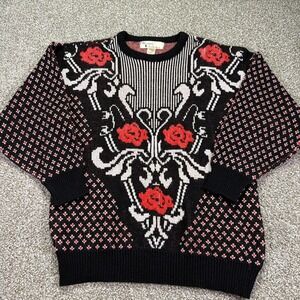 Vintage Novelty Rose Sweater Western Connection Size Medium Made In The USA